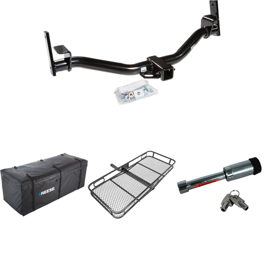 Fits 2001-2005 Ford Explorer Sport Trac Trailer Hitch Tow PKG w/ 60" x 24" Cargo Carrier + Cargo Bag + Hitch Lock By Reese Towpower