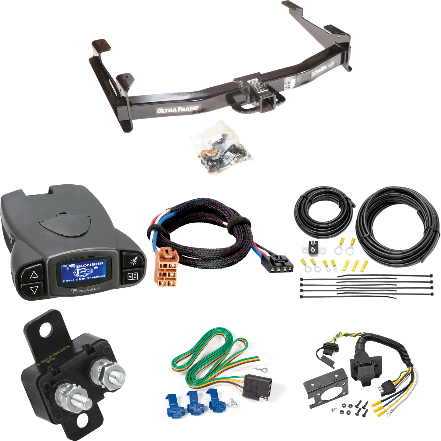 Fits 2003-2007 GMC Sierra 3500 Trailer Hitch Tow PKG w/ Tekonsha Prodigy P3 Brake Control + Plug & Play BC Adapter + 7-Way RV Wiring (For (Classic) Models) By Draw-Tite