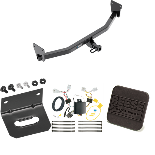 Fits 2017-2023 KIA Niro Trailer Hitch Tow PKG w/ 4-Flat Wiring Harness + Hitch Cover (Excludes: Plug-In-Hybrid Models) By Reese Towpower