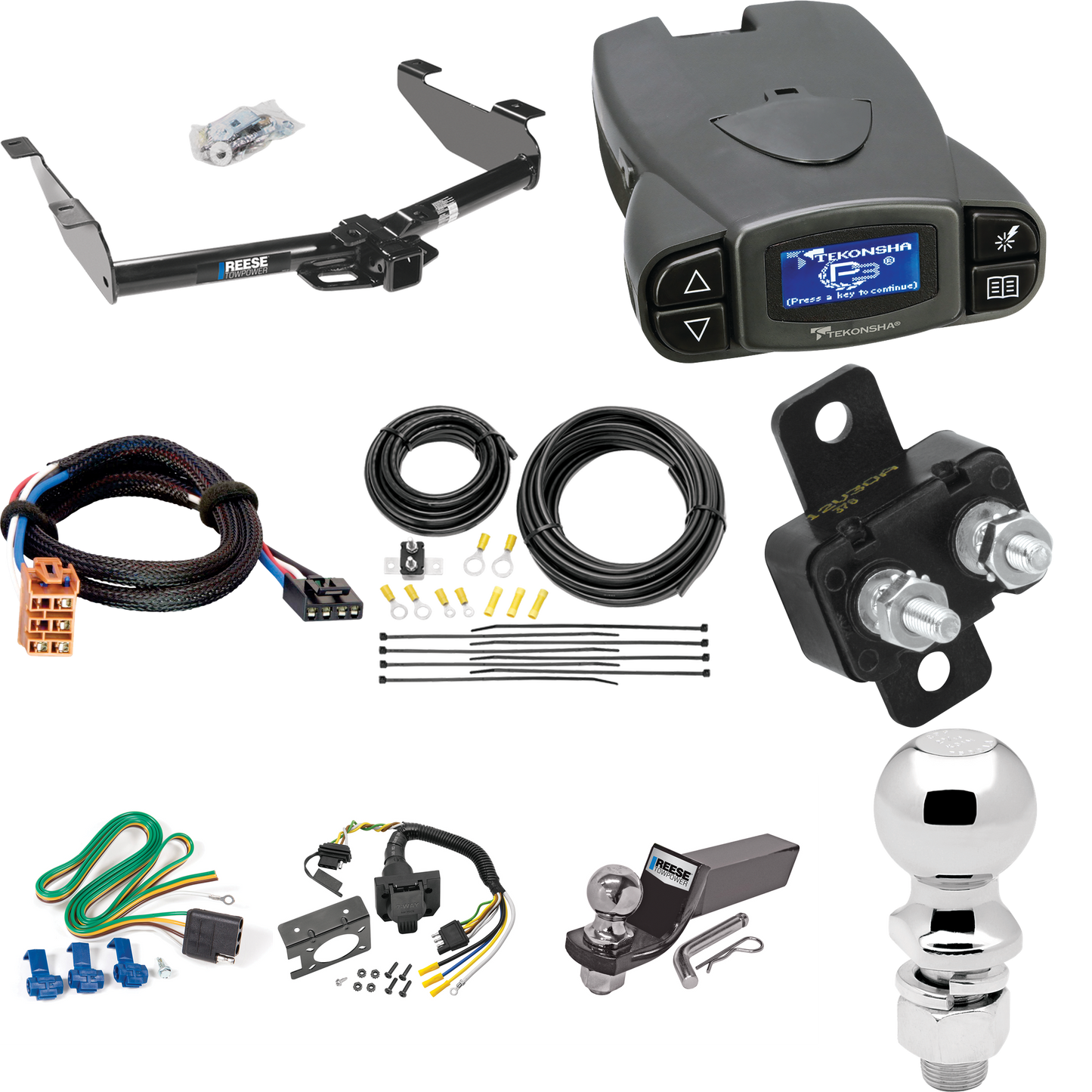 Fits 2003-2007 GMC Sierra 2500 HD Trailer Hitch Tow PKG w/ Tekonsha Prodigy P3 Brake Control + Plug & Play BC Adapter + 7-Way RV Wiring + 2" & 2-5/16" Ball & Drop Mount (For (Classic) Models) By Reese Towpower