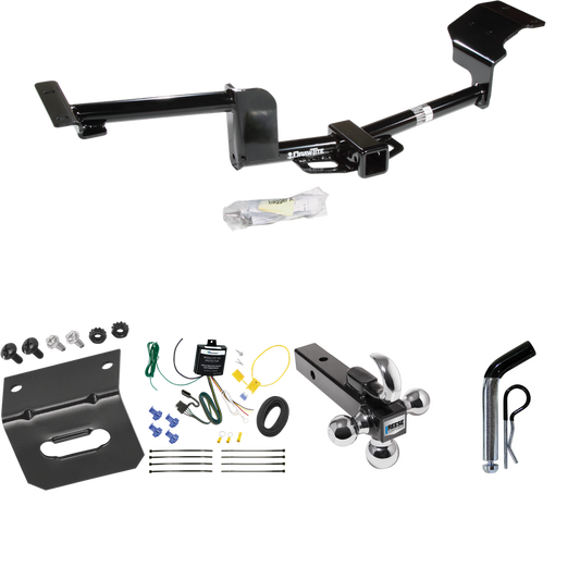 Fits 2015-2019 Lincoln MKT Trailer Hitch Tow PKG w/ 4-Flat Wiring Harness + Triple Ball Ball Mount 1-7/8" & 2" & 2-5/16" Trailer Balls w/ Tow Hook + Pin/Clip + Wiring Bracket By Draw-Tite