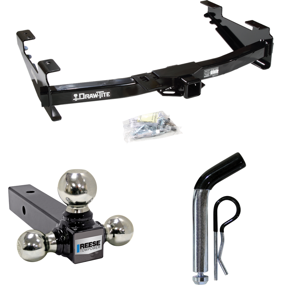 Fits 2001-2002 Chevrolet Silverado 3500 Trailer Hitch Tow PKG w/ Triple Ball Ball Mount 1-7/8" & 2" & 2-5/16" Trailer Balls + Pin/Clip By Draw-Tite