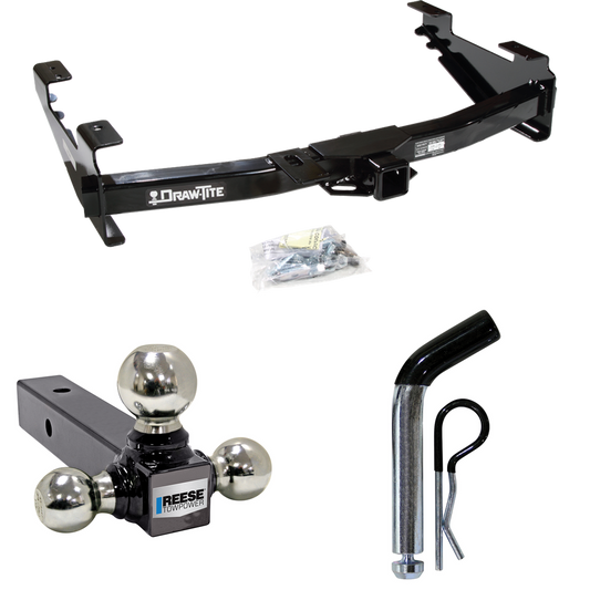 Fits 2001-2002 Chevrolet Silverado 3500 Trailer Hitch Tow PKG w/ Triple Ball Ball Mount 1-7/8" & 2" & 2-5/16" Trailer Balls + Pin/Clip By Draw-Tite