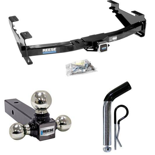 Fits 2001-2002 Chevrolet Silverado 3500 Trailer Hitch Tow PKG w/ Triple Ball Ball Mount 1-7/8" & 2" & 2-5/16" Trailer Balls + Pin/Clip By Reese Towpower