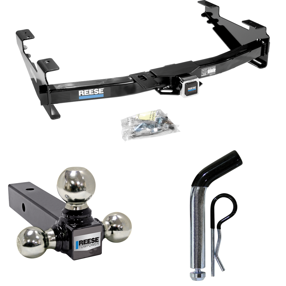 Fits 2003-2007 GMC Sierra 3500 Trailer Hitch Tow PKG w/ Triple Ball Ball Mount 1-7/8" & 2" & 2-5/16" Trailer Balls + Pin/Clip (For (Classic) Models) By Reese Towpower