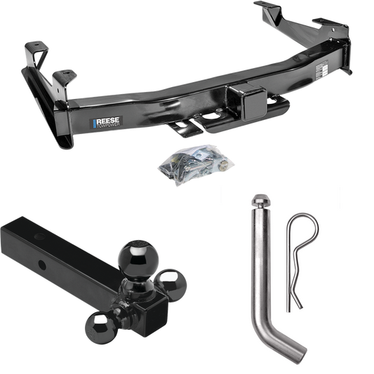 Fits 2007-2010 GMC Sierra 2500 HD Trailer Hitch Tow PKG w/ Triple Ball Ball Mount 1-7/8" & 2" & 2-5/16" Trailer Balls + Pin/Clip By Reese Towpower