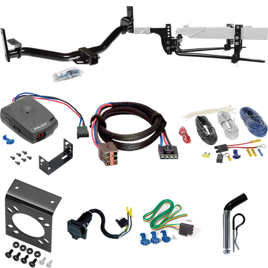 Fits 2001-2005 Ford Explorer Sport Trac Trailer Hitch Tow PKG w/ 6K Round Bar Weight Distribution Hitch w/ 2-5/16" Ball + Pin/Clip + Pro Series Pilot Brake Control + Plug & Play BC Adapter + 7-Way RV Wiring By Draw-Tite