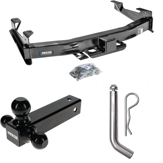 Fits 2001-2002 GMC Sierra 3500 Trailer Hitch Tow PKG w/ Triple Ball Ball Mount 1-7/8" & 2" & 2-5/16" Trailer Balls + Pin/Clip By Reese Towpower