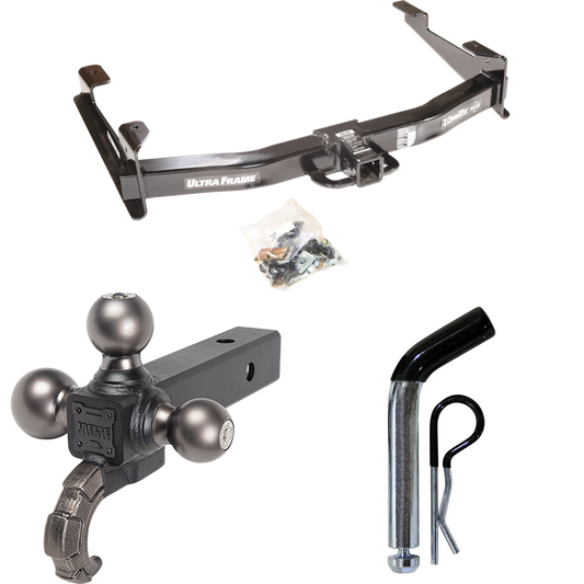 Fits 2007-2010 GMC Sierra 2500 HD Trailer Hitch Tow PKG w/ Triple Ball Ball Mount 1-7/8" & 2" & 2-5/16" Trailer Balls w/ Tow Hook + Pin/Clip By Draw-Tite