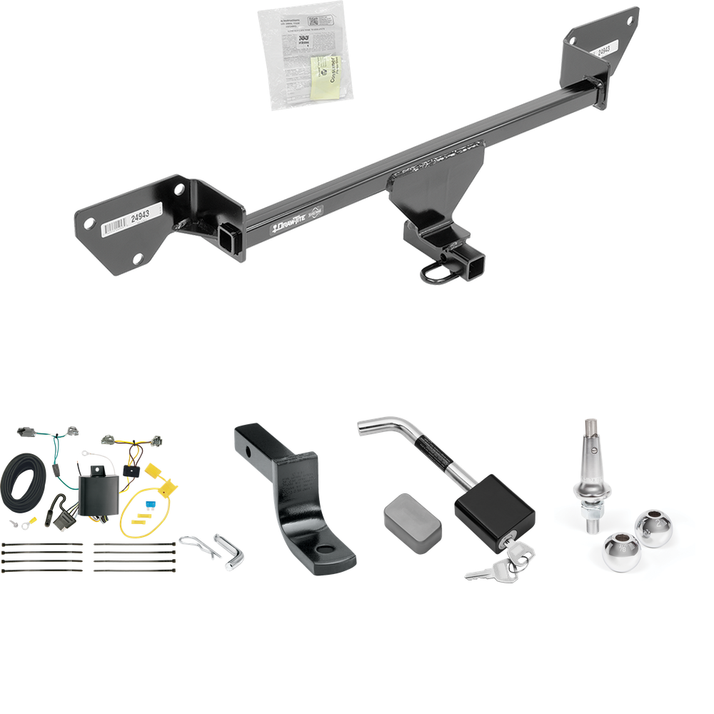 Se adapta al paquete de enganche de remolque Chevrolet Cruze 2016-2019 con arnés de cableado plano de 4 + barra de tracción + bolas intercambiables de 1-7/8" y 2" + bloqueo de enganche (para modelos (nuevo estilo de carrocería)) de Draw-Tite