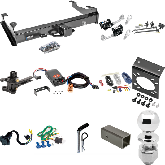 Fits 2003-2007 GMC Sierra 3500 Trailer Hitch Tow PKG w/ 17K Trunnion Bar Weight Distribution Hitch + Pin/Clip + Dual Cam Sway Control + 2-5/16" Ball + Pro Series POD Brake Control + Plug & Play BC Adapter + 7-Way RV Wiring (For (Classic) Models) By R