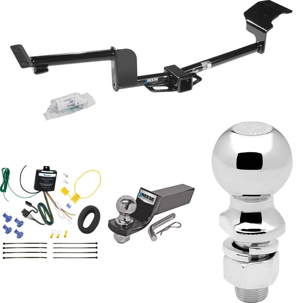 Fits 2010-2014 Lincoln MKT Trailer Hitch Tow PKG w/ 4-Flat Wiring + Starter Kit Ball Mount w/ 2" Drop & 2" Ball + 2-5/16" Ball By Reese Towpower