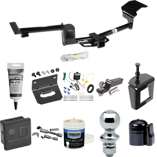 Fits 2015-2019 Lincoln MKT Trailer Hitch Tow PKG w/ 4-Flat Wiring + Starter Kit Ball Mount w/ 2" Drop & 2" Ball + 1-7/8" Ball + Wiring Bracket + Dual Hitch & Coupler Locks + Hitch Cover + Wiring Tester + Ball Lube +Electric Grease + Ball Wrench + Ant