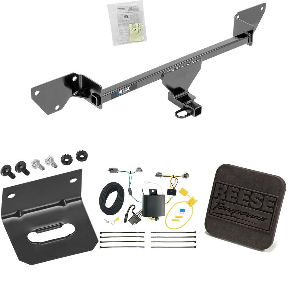 Fits 2016-2019 Chevrolet Cruze Trailer Hitch Tow PKG w/ 4-Flat Wiring Harness + Hitch Cover (For (New Body Style) Models) By Reese Towpower