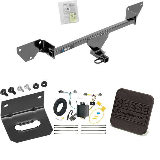 Fits 2016-2019 Chevrolet Cruze Trailer Hitch Tow PKG w/ 4-Flat Wiring Harness + Hitch Cover (For (New Body Style) Models) By Reese Towpower