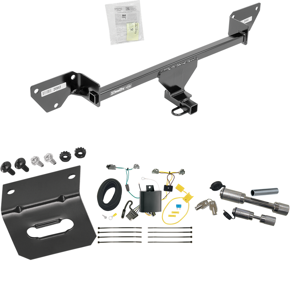 Se adapta al paquete de enganche de remolque Chevrolet Cruze 2016-2019 con arnés de cableado plano de 4 + soporte de cableado + enganche doble y cerraduras de acoplador (para modelos (nuevo estilo de carrocería)) de Draw-Tite