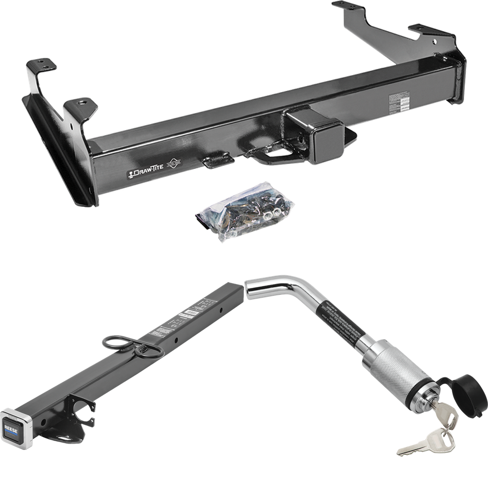 Fits 2003-2007 Chevrolet Silverado 2500 HD Trailer Hitch Tow PKG w/ 2-1/2" to 2" Adapter 24" Length + Hitch Lock (For (Classic), 8 ft. Bed Models) By Draw-Tite