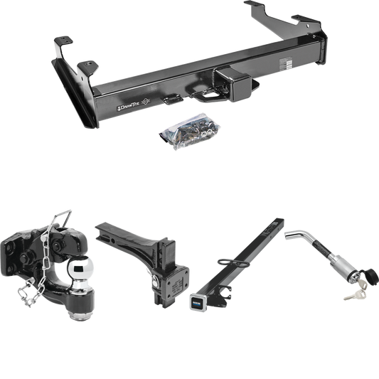 Fits 2003-2007 Chevrolet Silverado 2500 HD Trailer Hitch Tow PKG w/ 2-1/2" to 2" Adapter 41" Length + Adjustable Pintle Hook Mounting Plate + Pintle Hook & 2" Ball Combination + Hitch Lock (For (Classic), 8 ft. Bed Models) By Draw-Tite