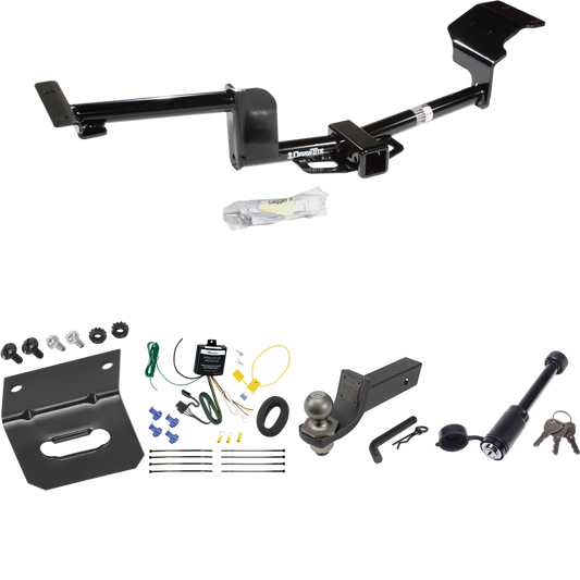 Fits 2015-2019 Lincoln MKT Trailer Hitch Tow PKG w/ 4-Flat Wiring + Interlock Tactical Starter Kit w/ 2" Drop & 2" Ball + Tactical Dogbone Lock + Wiring Bracket By Draw-Tite