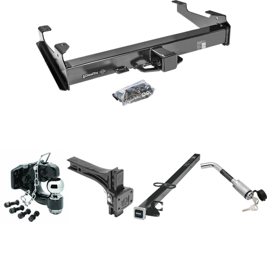 Fits 2003-2006 Chevrolet Silverado 3500 Trailer Hitch Tow PKG w/ 2-1/2" to 2" Adapter 41" Length + Adjustable Pintle Hook Mounting Plate + Pintle Hook & 2-5/16" Ball Combination + Hitch Lock (For (Classic) Models) By Draw-Tite