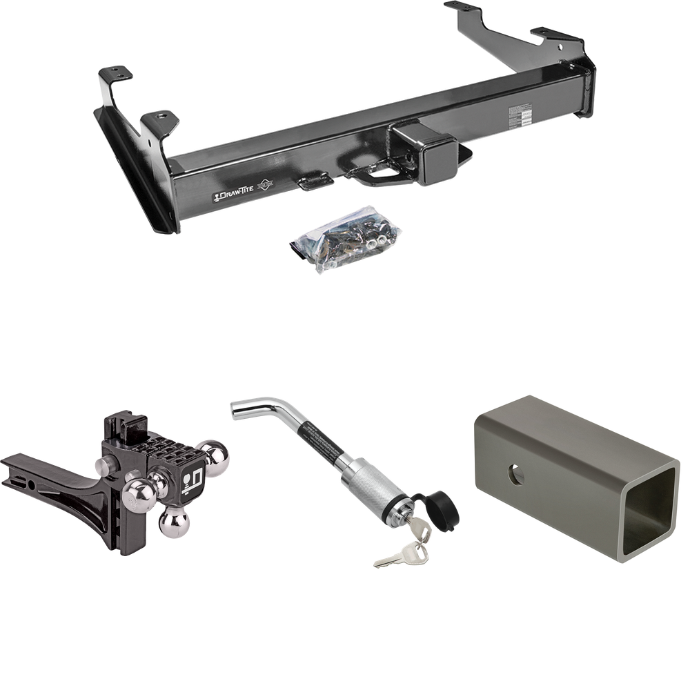 Fits 2003-2007 Chevrolet Silverado 2500 HD Trailer Hitch Tow PKG w/ 2-1/2" to 2" Adapter 6" Length + Adjustable Drop Rise Triple Ball Ball Mount 1-7/8" & 2" & 2-5/16" Trailer Balls + Hitch Lock (For (Classic), 8 ft. Bed Models) By Draw-Tite