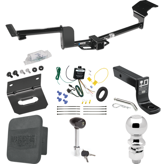 Fits 2015-2019 Lincoln MKT Trailer Hitch Tow PKG w/ 4-Flat Wiring + Ball Mount w/ 4" Drop + 2-5/16" Ball + Wiring Bracket + Hitch Lock + Hitch Cover By Reese Towpower