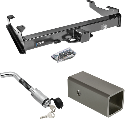 Fits 2007-2010 GMC Sierra 3500 HD Trailer Hitch Tow PKG w/ 2-1/2" to 2" Adapter 6" Length + Hitch Lock By Reese Towpower