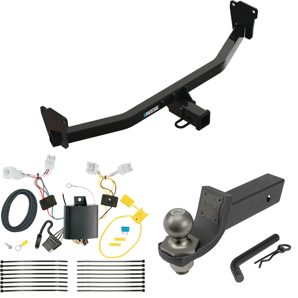 Fits 2017-2023 KIA Niro Trailer Hitch Tow PKG w/ 4-Flat Wiring + Interlock Tactical Starter Kit w/ 2" Drop & 2" Ball By Reese Towpower