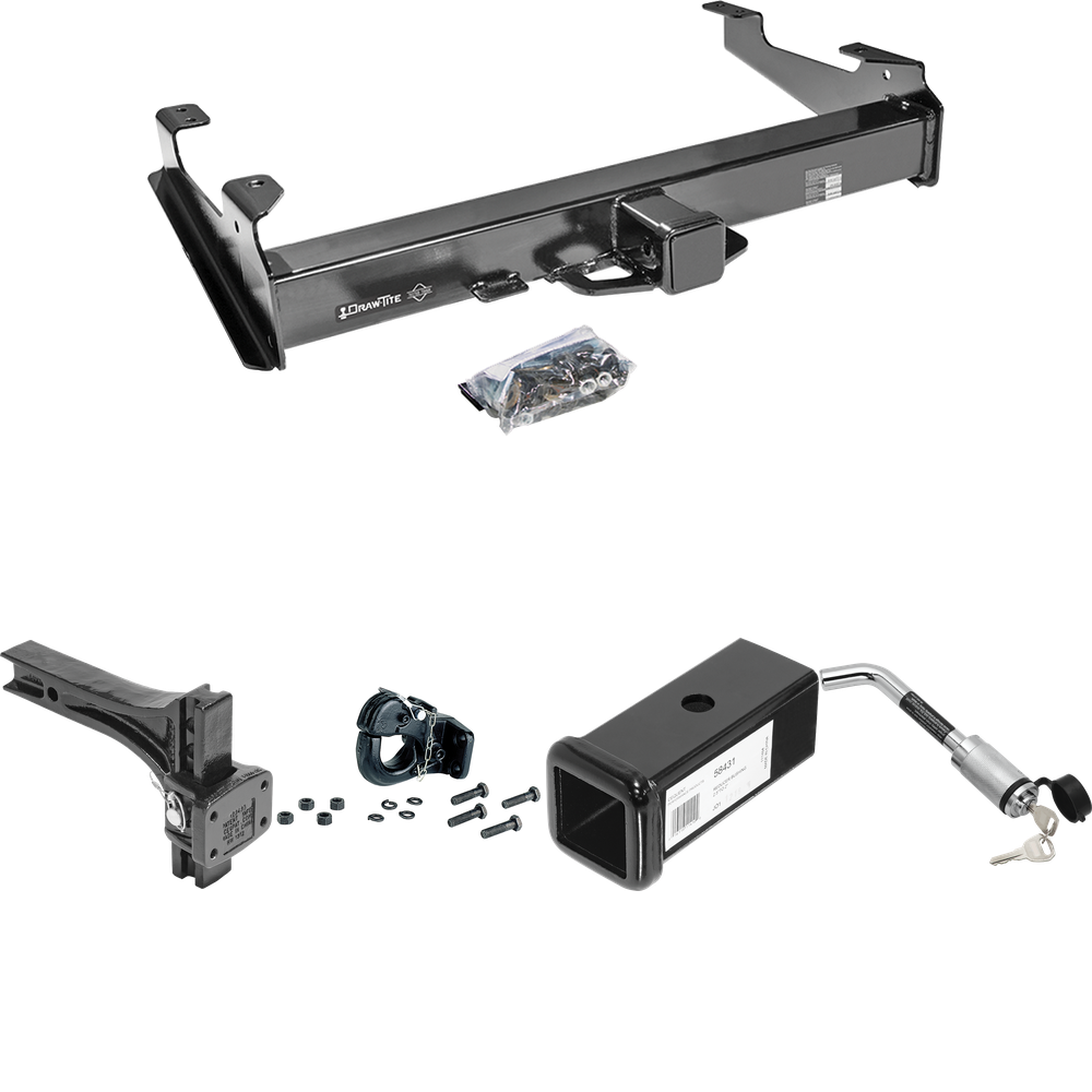 Fits 2007-2007 GMC Sierra 2500 HD Trailer Hitch Tow PKG w/ 2-1/2" to 2" Adapter 7" Length + Adjustable Pintle Hook Mounting Plate + 20K Pintle Hook + Hitch Lock (For (Classic), 8 ft. Bed Models) By Draw-Tite