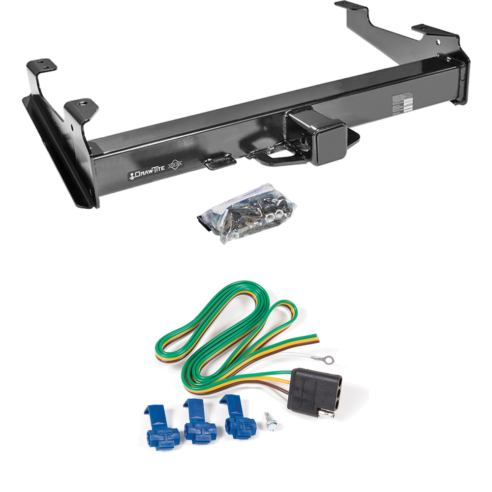 Fits 2001-2006 GMC Sierra 2500 HD Trailer Hitch Tow PKG w/ 4-Flat Wiring Harness (For 8 ft. Bed Models) By Draw-Tite