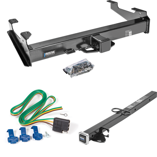 Fits 2003-2007 GMC Sierra 3500 Trailer Hitch Tow PKG w/ 4-Flat Wiring Harness + 2-1/2" to 2" Adapter 24" Length (For (Classic) Models) By Reese Towpower