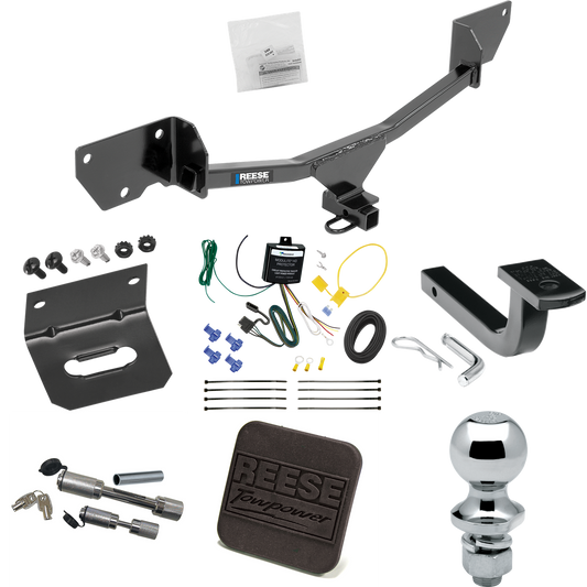 Fits 2017-2019 Chevrolet Cruze Trailer Hitch Tow PKG w/ 4-Flat Wiring Harness + Draw-Bar + 1-7/8" Ball + Wiring Bracket + Hitch Cover + Dual Hitch & Coupler Locks (For Hatchback Models) By Reese Towpower