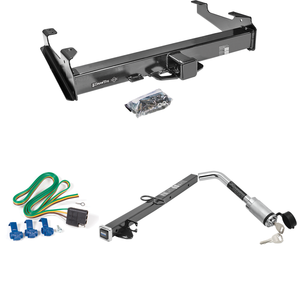 Fits 2003-2007 Chevrolet Silverado 2500 HD Trailer Hitch Tow PKG w/ 4-Flat Wiring Harness + 2-1/2" to 2" Adapter 24" Length + Hitch Lock (For (Classic), 8 ft. Bed Models) By Draw-Tite