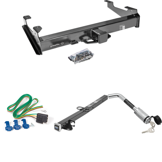 Fits 2003-2007 Chevrolet Silverado 2500 HD Trailer Hitch Tow PKG w/ 4-Flat Wiring Harness + 2-1/2" to 2" Adapter 24" Length + Hitch Lock (For (Classic), 8 ft. Bed Models) By Draw-Tite