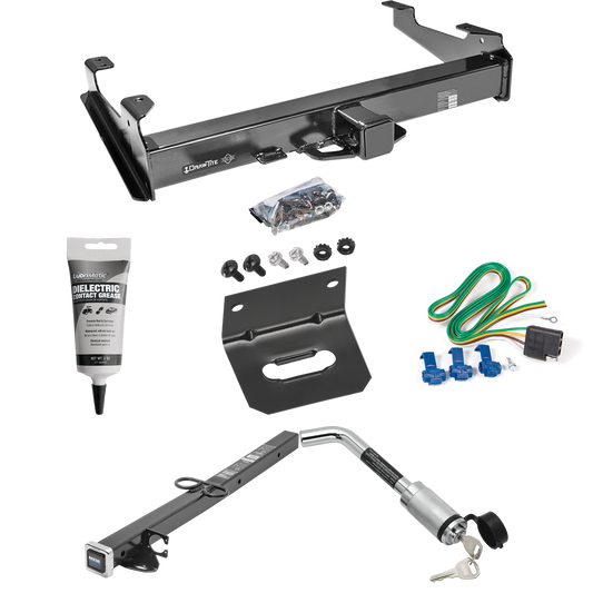 Fits 2001-2002 Chevrolet Silverado 3500 Trailer Hitch Tow PKG w/ 4-Flat Wiring Harness + 2-1/2" to 2" Adapter 24" Length + Hitch Lock + Wiring Bracket + Electric Grease By Draw-Tite