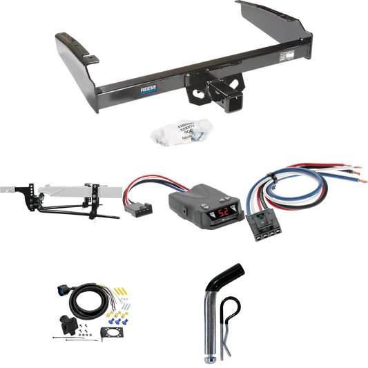 Fits 1980-1986 Ford F-150 Trailer Hitch Tow PKG w/ 11.5K Round Bar Weight Distribution Hitch w/ 2-5/16" Ball + Pin/Clip + Tekonsha Brakeman IV Brake Control + Generic BC Wiring Adapter + 7-Way RV Wiring (Excludes: w/Custom Fascia Models) By Reese Tow