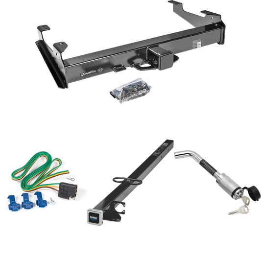 Fits 2003-2007 GMC Sierra 3500 Trailer Hitch Tow PKG w/ 4-Flat Wiring Harness + 2-1/2" to 2" Adapter 41" Length + Hitch Lock (For (Classic) Models) By Draw-Tite