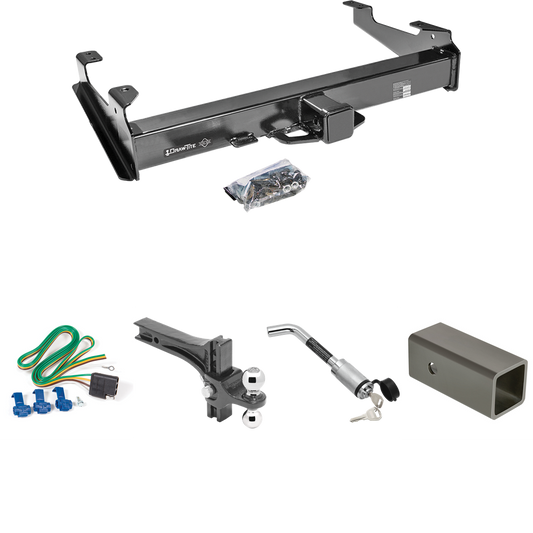 Fits 2003-2007 Chevrolet Silverado 2500 HD Trailer Hitch Tow PKG w/ 4-Flat Wiring Harness + 2-1/2" to 2" Adapter 6" Length + Adjustable Drop Rise Dual Ball Ball Mount 2" & 2-5/16" Trailer Balls + Hitch Lock (For (Classic), 8 ft. Bed Models) By Draw-T