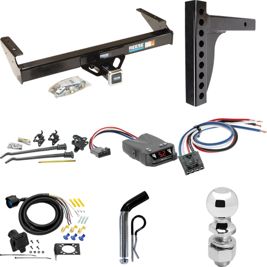 Fits 1980-1986 Ford F-250 Trailer Hitch Tow PKG w/ 12K Trunnion Bar Weight Distribution Hitch + Pin/Clip + 2-5/16" Ball + Tekonsha Brakeman IV Brake Control + Generic BC Wiring Adapter + 7-Way RV Wiring (Excludes: w/Custom Fascia Models) By Reese Tow