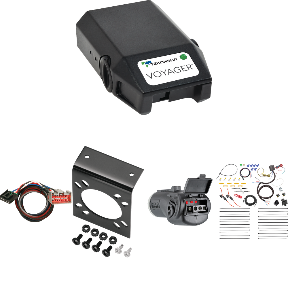 Fits 2015-2019 Lincoln MKT 7-Way RV Wiring + Tekonsha Voyager Brake Control + Plug & Play BC Adapter + 2 in 1 Tester & 7-Way to 4-Way Adapter By Tekonsha