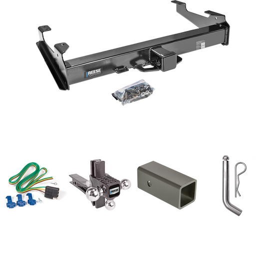 Fits 2003-2007 Chevrolet Silverado 2500 HD Trailer Hitch Tow PKG w/ 4-Flat Wiring Harness + 2-1/2" to 2" Adapter 6" Length + Adjustable Drop Rise Triple Ball Ball Mount 1-7/8" & 2" & 2-5/16" Trailer Balls + Pin/Clip (For (Classic), 8 ft. Bed Models)