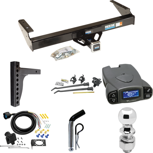 Fits 1980-1983 Ford F-100 Trailer Hitch Tow PKG w/ 12K Trunnion Bar Weight Distribution Hitch + Pin/Clip + 2-5/16" Ball + Tekonsha Prodigy P3 Brake Control + 7-Way RV Wiring (Excludes: w/Custom Fascia Models) By Reese Towpower