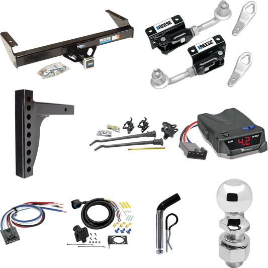 Fits 1992-1993 Ford F-150 Trailer Hitch Tow PKG w/ 12K Trunnion Bar Weight Distribution Hitch + Pin/Clip + Dual Cam Sway Control + 2-5/16" Ball + Tekonsha BRAKE-EVN Brake Control + Generic BC Wiring Adapter + 7-Way RV Wiring (For Flareside, w/Rear Fa