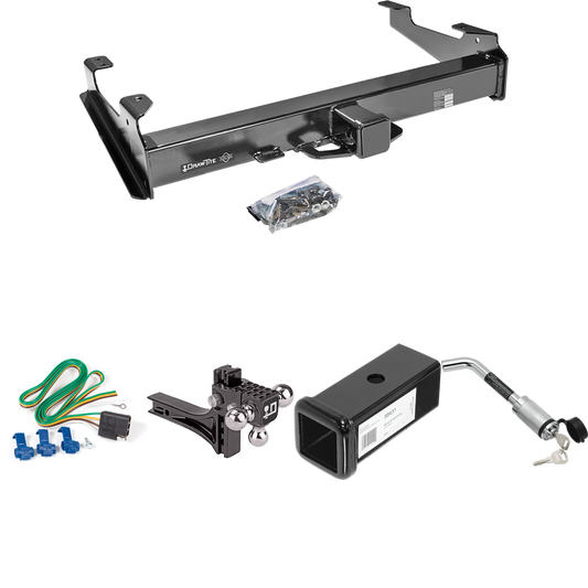 Fits 2007-2007 GMC Sierra 2500 HD Trailer Hitch Tow PKG w/ 4-Flat Wiring Harness + 2-1/2" to 2" Adapter 7" Length + Adjustable Drop Rise Triple Ball Ball Mount 1-7/8" & 2" & 2-5/16" Trailer Balls + Hitch Lock (For (Classic), 8 ft. Bed Models) By Draw