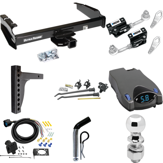 Fits 1987-1993 Ford F-250 Trailer Hitch Tow PKG w/ 12K Trunnion Bar Weight Distribution Hitch + Pin/Clip + Dual Cam Sway Control + 2-5/16" Ball + Tekonsha Prodigy P2 Brake Control + 7-Way RV Wiring By Draw-Tite