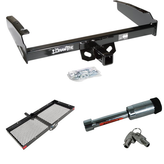 Fits 1987-1996 Ford F-150 Trailer Hitch Tow PKG w/ 48" x 20" Cargo Carrier + Hitch Lock By Draw-Tite