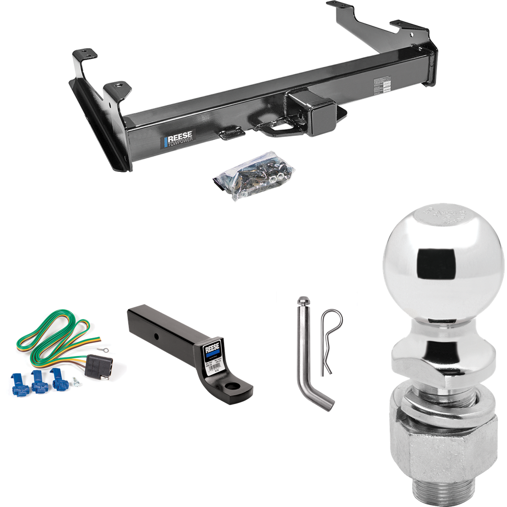 Fits 2007-2007 GMC Sierra 2500 HD Trailer Hitch Tow PKG w/ 4-Flat Wiring Harness + Ball Mount w/ 3" Drop + Pin/Clip + 2-5/16" Ball (For (Classic), 8 ft. Bed Models) By Reese Towpower