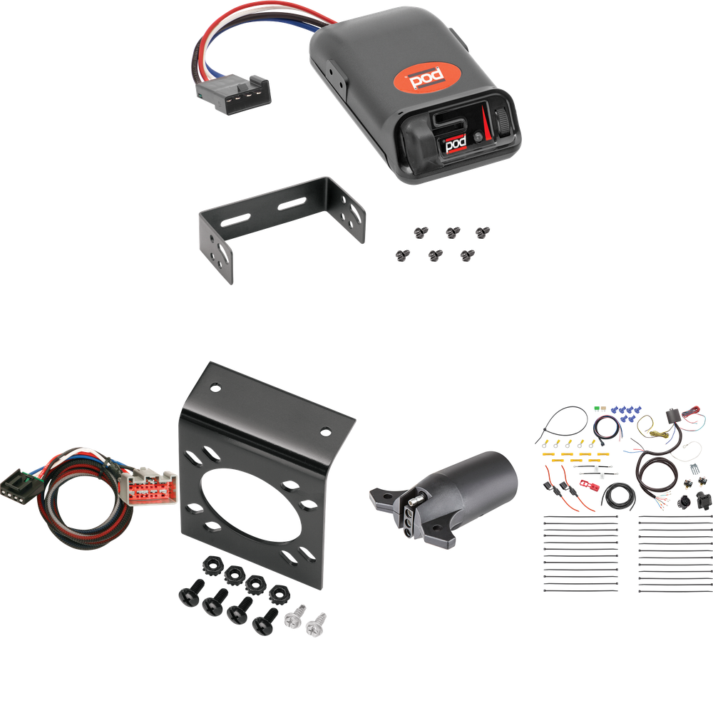 Se adapta al cableado de 7 vías Lincoln MKT RV 2015-2019 + control de freno POD serie Pro + adaptador BC Plug &amp; Play + adaptador de 7 vías a 4 vías de Tekonsha