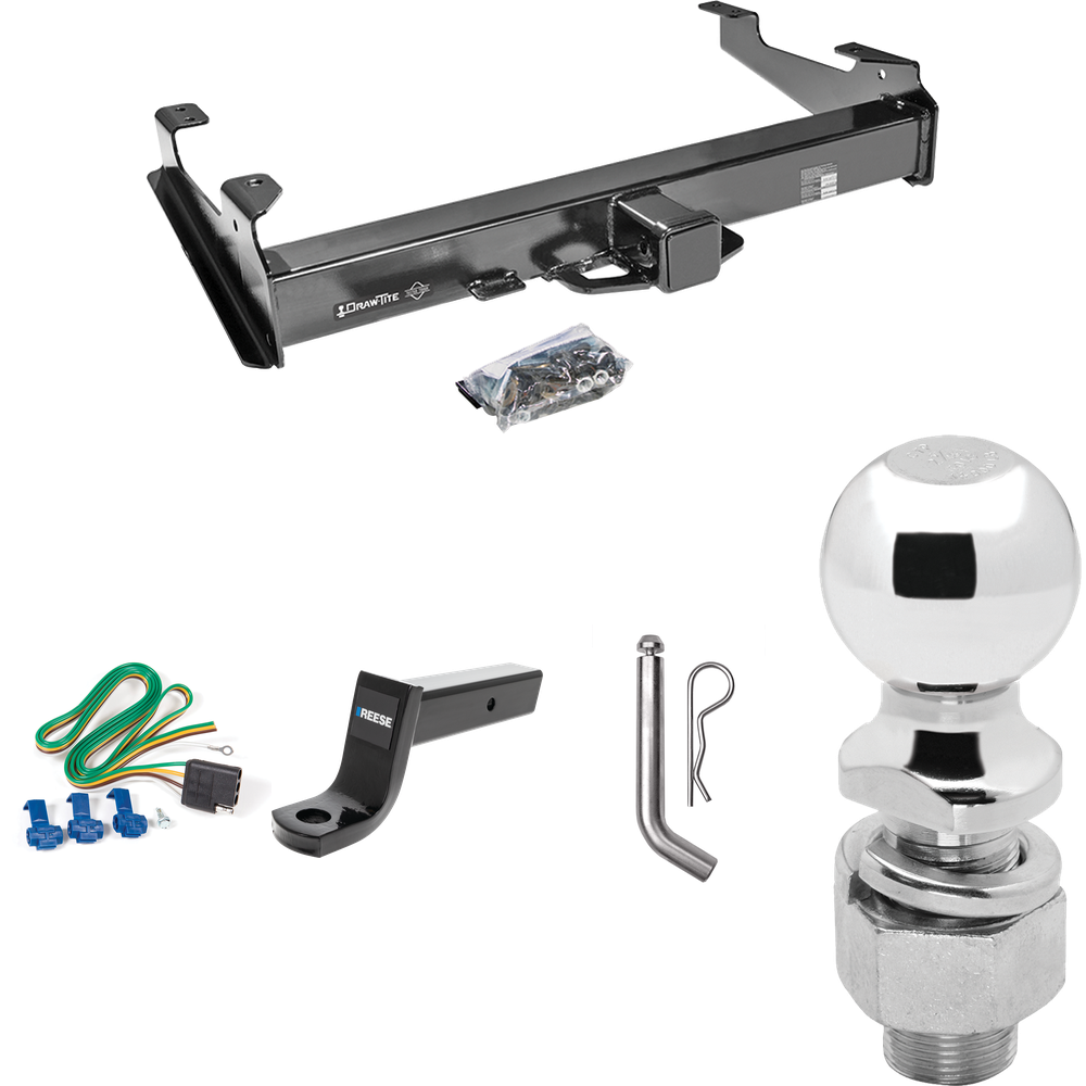 Fits 2003-2006 Chevrolet Silverado 3500 Trailer Hitch Tow PKG w/ 4-Flat Wiring Harness + Ball Mount w/ 5" Drop + Pin/Clip + 2-5/16" Ball (For (Classic) Models) By Draw-Tite