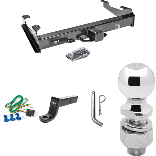 Fits 2003-2007 GMC Sierra 3500 Trailer Hitch Tow PKG w/ 4-Flat Wiring Harness + Ball Mount w/ 5" Drop + Pin/Clip + 2-5/16" Ball (For (Classic) Models) By Reese Towpower